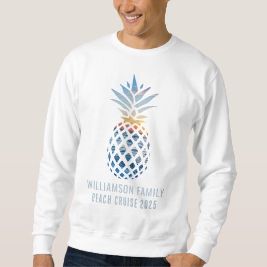 Familienstrand Ananas Sonnenuntergang Tropische Kr Sweatshirt (Vorderseite)