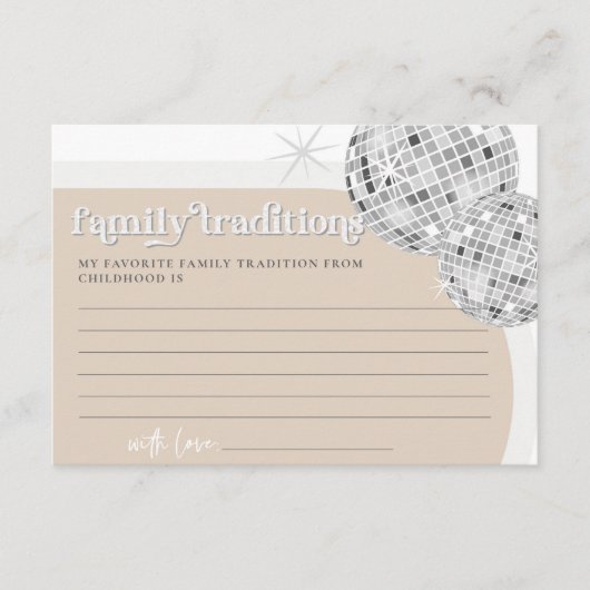 Familientraditionen Disco Baby Shower Game Card Begleitkarte (Vorderseite)