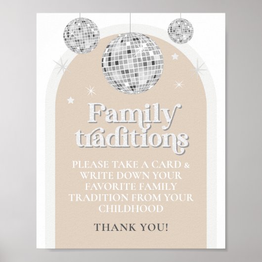 Familientraditionen Spielezeichen Disco Ball Baby  Poster (Vorne)