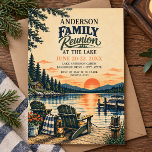 Familientreffen am See im Vintage-Stil Einladung