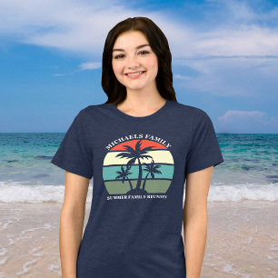 Familientreffen am Strand Palmenbaum Sonnenunterga Tri-Blend Shirt