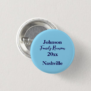 Familientreffen Andenken Hellblauer Name Jahr Button