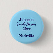 Familientreffen Andenken Hellblauer Name Jahr Button (Vorderseite)