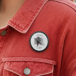 Familientreffen-Andenkenbaum Elegantes Schwarz Button
