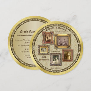 Familientreffen Antike Bilderrahmen Gold Collage Einladung