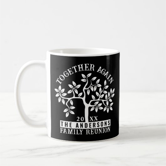 Familientreffen Baum, Name und Datum Kaffeetasse (Links)