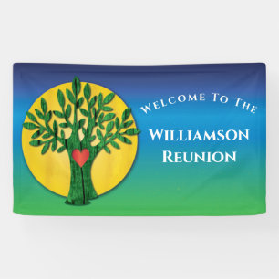 Familientreffen Eleganter Baum Liebe Herz Bunt Banner