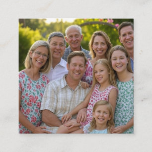 Familientreffen-Foto anpassen und personalisieren Quadratische Visitenkarte