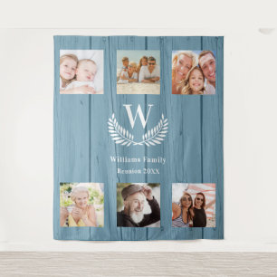 Familientreffen individuell gestaltete Fotocollage Wandteppich