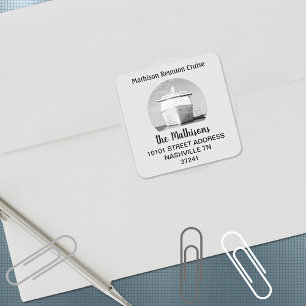 Familientreffen Kreuzfahrtschiff Rücksendeadresse Quadratischer Aufkleber