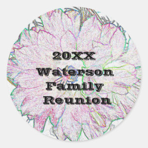 Familientreffen Künstlerische Blume Rosa Umschlag  Runder Aufkleber