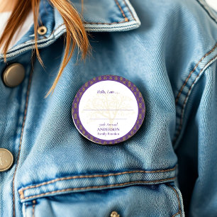 Familientreffen Lila Gold Elegantes Hallo Button