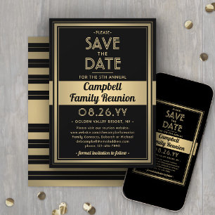 Familientreffen Moderne elegante schwarze und gold Save The Date