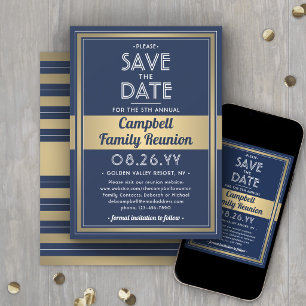 Familientreffen Moderne Eleganz Navy Blau Gold Wei Save The Date