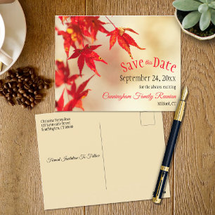 Familientreffen Save The Date Herbst Rote Blätter Postkarte