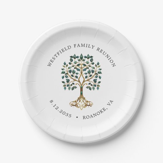 Familientreffen Smaragdbaum des Lebens Pappteller (Vorderseite)