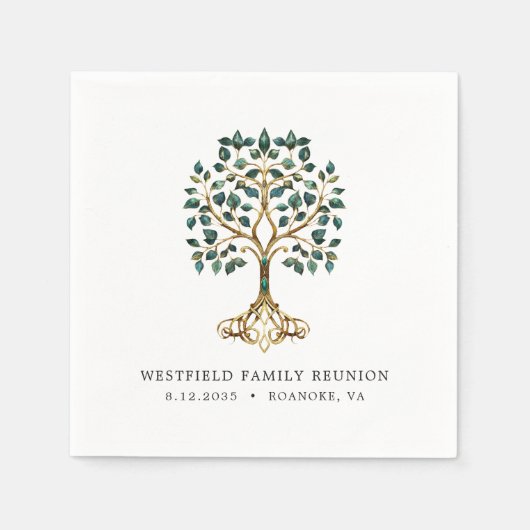 Familientreffen Smaragdbaum des Lebens Serviette (Vorderseite)