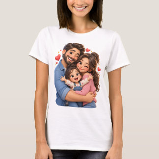 Familienumarmung 3D Cartoon T-Shirt