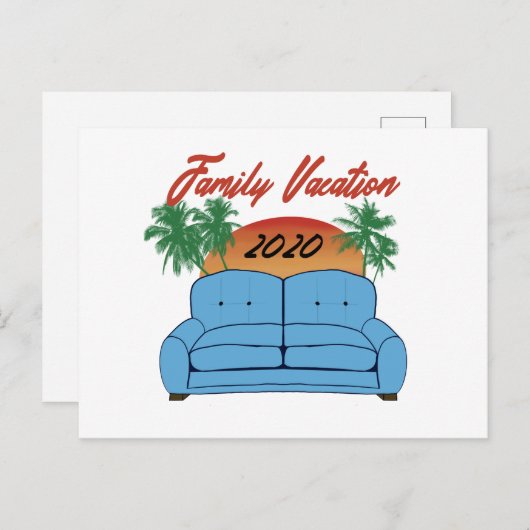 Familienurlaub 2020 auf dem Sofa Funny Virus Joke Postkarte (Vorne/Hinten)