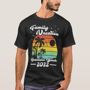 Familienurlaub 2022 Vintager Hawaii Honolulu Stran T-Shirt