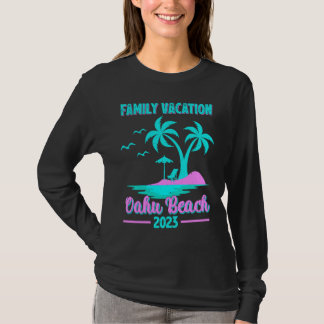 Familienurlaub 2023 Palme Baum Hawaii Oahu Strand  T-Shirt