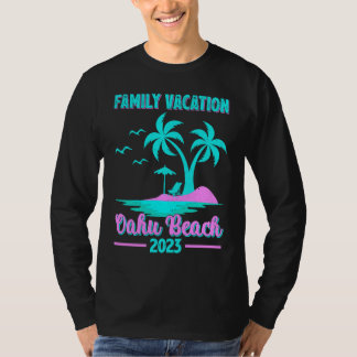 Familienurlaub 2023 Palme Baum Hawaii Oahu Strand  T-Shirt