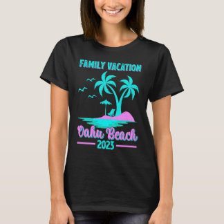 Familienurlaub 2023 Palme Baum Hawaii Oahu Strand  T-Shirt