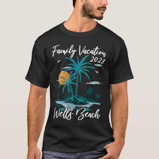 Familienurlaub 2023 Sunset Maine Wells Beach T-Shirt (Vorderseite)