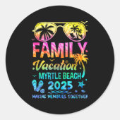 Familienurlaub 2025 Myrtle Beach Matching Memorie Runder Aufkleber (Vorderseite)