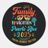 Familienurlaub 2025 Puerto Rico Matching Sommer V Runder Aufkleber (Vorderseite)