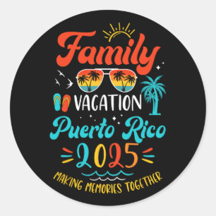 Familienurlaub 2025 Puerto Rico Matching Sommer V Runder Aufkleber