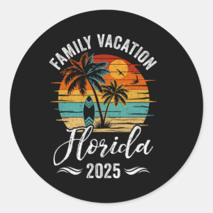 Familienurlaub 2025 Vintage Florida Sommer Matchi Runder Aufkleber