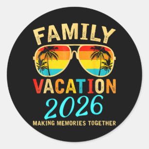 Familienurlaub 2026 Strand passend Sommer Runder Aufkleber