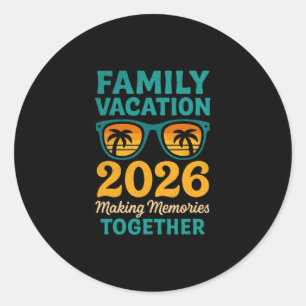 Familienurlaub 2026 Tropische Sonnenuntergangs-Eri Runder Aufkleber