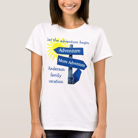 Familienurlaub Adventure Road Sign und Sun T-Shirt (Vorderseite)
