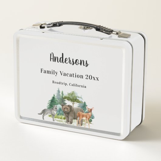 Familienurlaub Bärenwaldtiere Metall Brotdose (Rückseite)