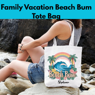 Familienurlaub Beach Bum Palmen Bäume Blumen Tragetasche