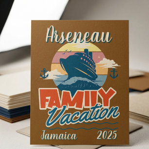 Familienurlaub braun/blau personalisieren magnetkarte