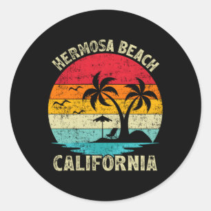 Familienurlaub California Hermosa Beach Runder Aufkleber