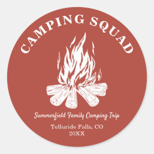 Familienurlaub Campfire Camping Wanderung Tan Runder Aufkleber