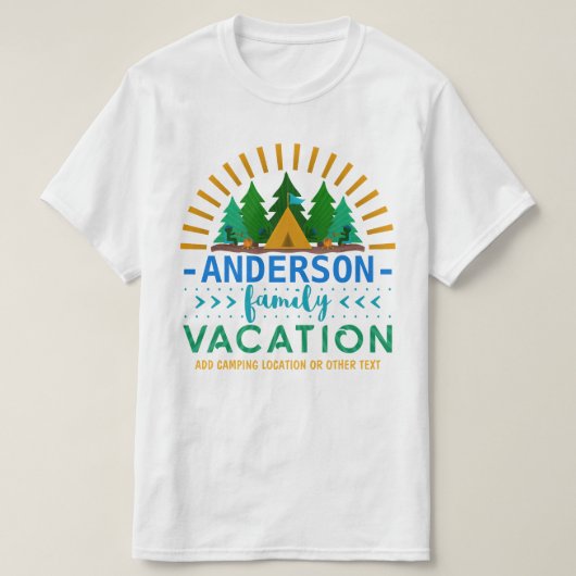 Familienurlaub Camping Reise | Individuelle Name + T-Shirt (Design vorne)