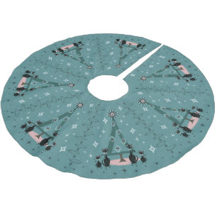 Familienurlaub der Katzen im Stil der Mitte des Ja Polyester Weihnachtsbaumdecke