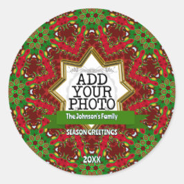 Familienurlaub Foto Rotes Grün Runder Aufkleber