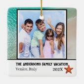 Familienurlaub Foto Strand Thema Keramikornament (Rückseite)