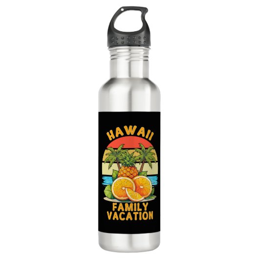 Familienurlaub Hawaii Edelstahlflasche (Vorderseite)