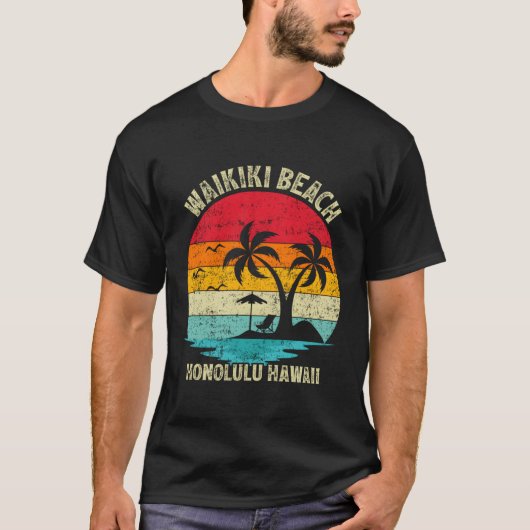 Familienurlaub Honolulu Hawaii Waikiki Beach T-Shirt (Vorderseite)