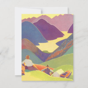 Familienurlaub im Retro-Stil, Picknick in den Berg