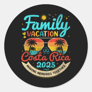 Familienurlaub im Vintage-Stil Costa Rica 2025 Cos Runder Aufkleber