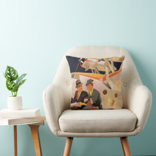 Familienurlaub im Vintage-Stil mit Wasserflugzeug  Kissen