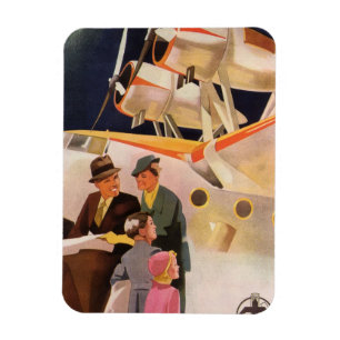 Familienurlaub im Vintage-Stil mit Wasserflugzeug  Magnet